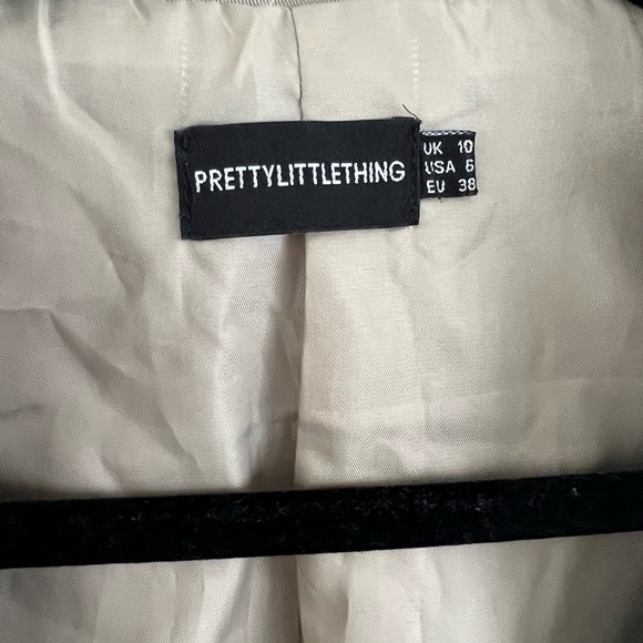 PrettyLittleThing PLT sage khaki green oversized pinstripe blazer jacket sz 10 - Picture 5 of 9